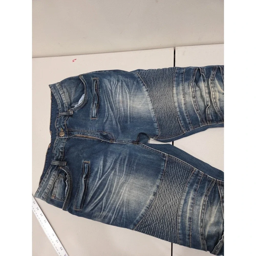 Victorious Denim Stretch Skinny Dark Blue Wash Jeans Size 38x32 Distressed